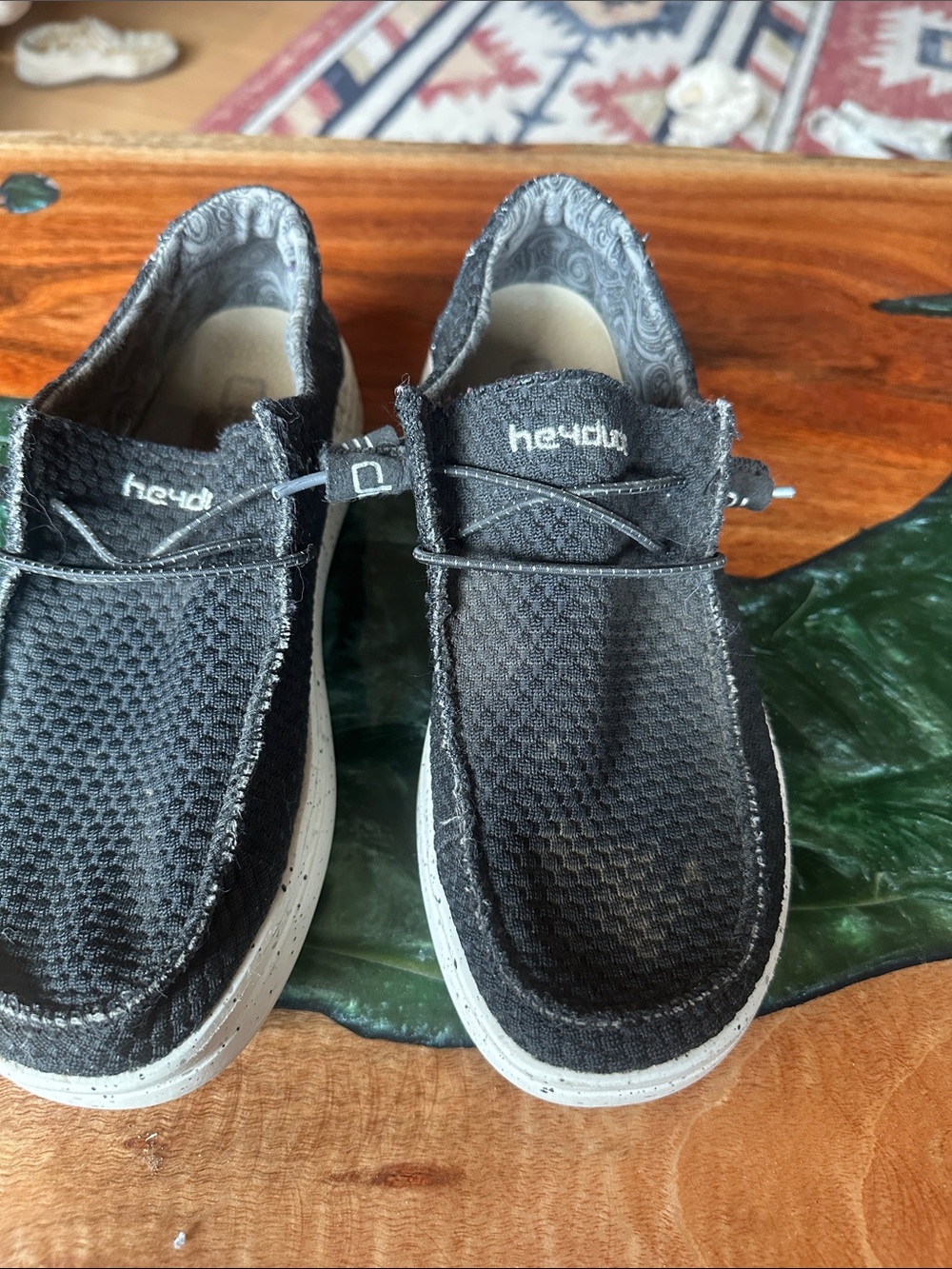 Hey Dude Black Knit Slip-On Moccasins